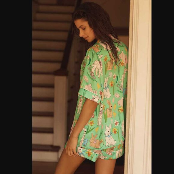 New XL Karen Mabon Anthropologie A basket full of joy bunny & chicks pajama set - Picture 2 of 12